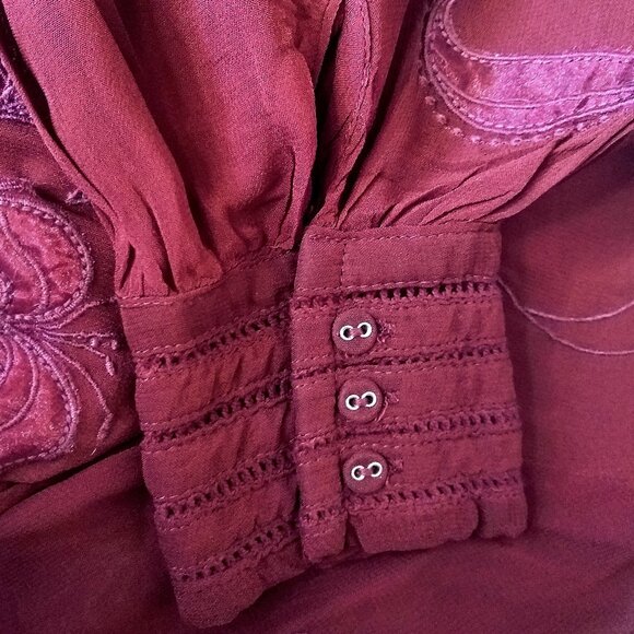 ANTHROPOLOGIE Floral Embroidered Lace long Sleeve Top Blouse - Picture 11 of 16